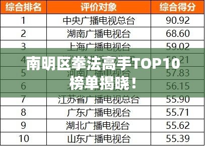 南明區(qū)拳法高手TOP10榜單揭曉！