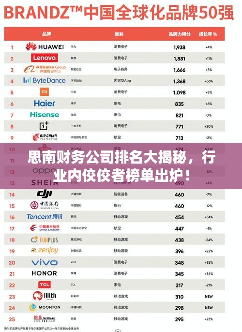 思南財務公司排名大揭秘，行業(yè)內(nèi)佼佼者榜單出爐！