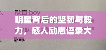 明星背后的堅韌與毅力，感人勵志語錄大揭秘！