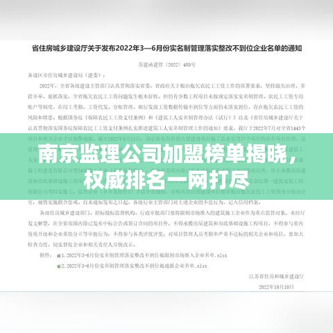 南京監(jiān)理公司加盟榜單揭曉，權(quán)威排名一網(wǎng)打盡