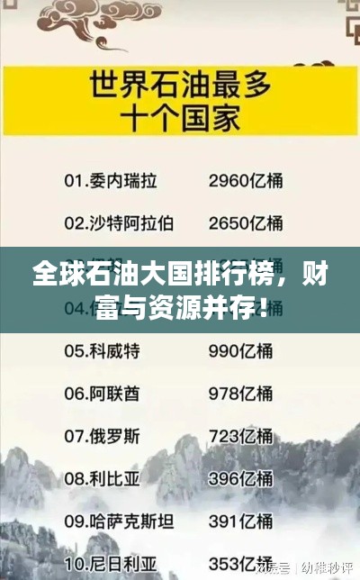 全球石油大國(guó)排行榜，財(cái)富與資源并存！