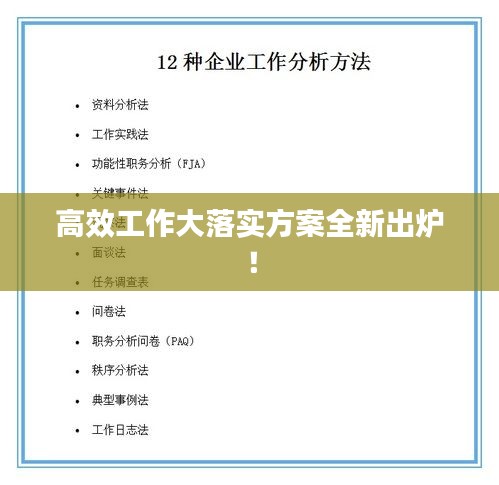 高效工作大落實方案全新出爐！