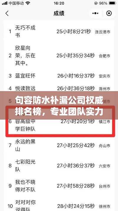 句容防水補(bǔ)漏公司權(quán)威排名榜，專業(yè)團(tuán)隊(duì)實(shí)力大比拼！