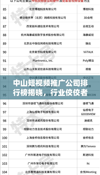 中山短視頻推廣公司排行榜揭曉，行業(yè)佼佼者一網(wǎng)打盡！